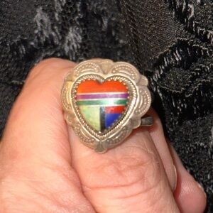 Navajo vintage multi stone heart ring ❤️